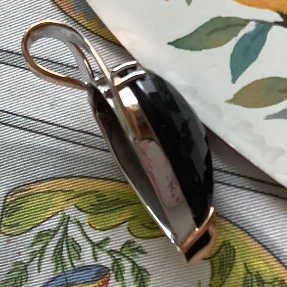 NWOT STERLING Silver 925 Gold Plated Black Onyx Rare Handmade Lrg Pendant​​ - Picture 8 of 9